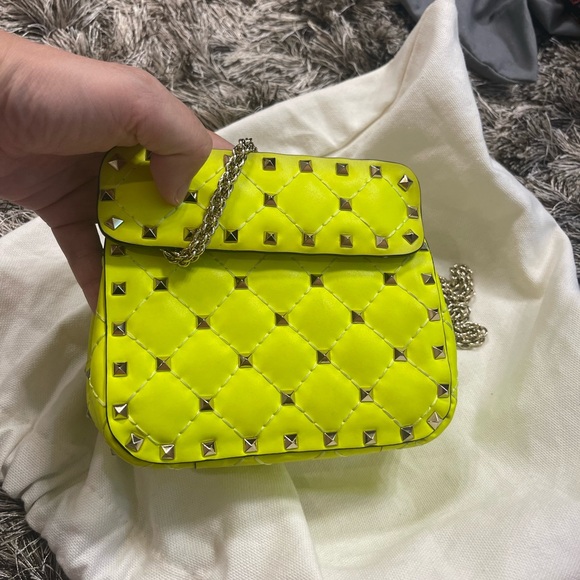 Valentino Neon Green Micro Rockstud Spike It Shoulder Bag - Picture 4 of 6